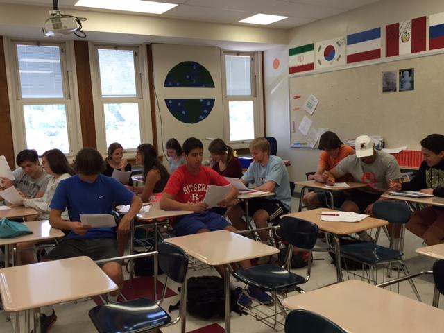 Ms. Violillo's class studies for exam