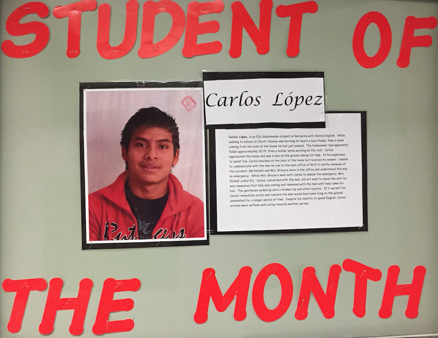 Student of the Month posted outside of Guidance 