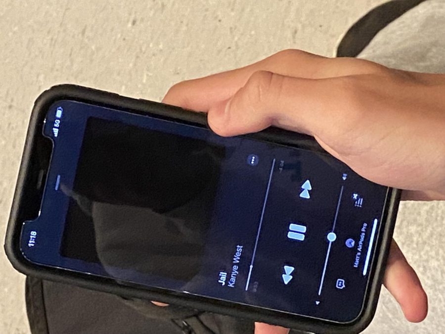 Student Matt Lesnik listening to the second track on Donda "Jail"