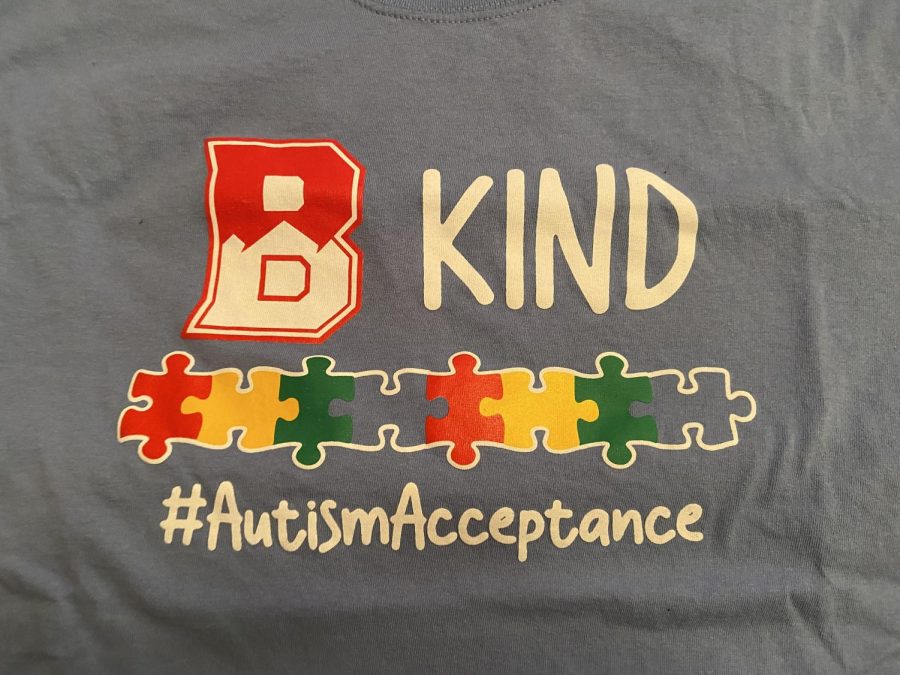 Mrs. Snyder and Iniya Saravanan '25 create blue autism awareness t-shirts for national awareness day 