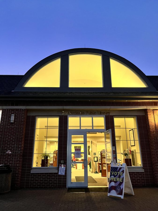 Entrance to Bernardsville Library; Open to the public 8 hours a week on average. 