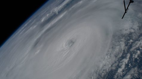 Satellite image of Hurricane Ian, specifically the eye of the storm 
