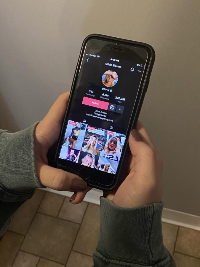 Gymnast Olivia Dunne's profile on TikTok, where she has over 6 million followers
