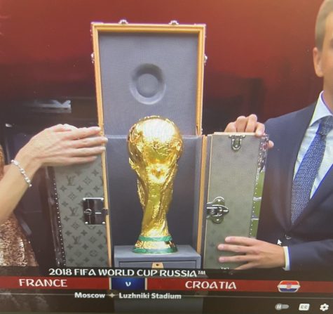 World Cup trophy before the championship
game in 2018 between France and Croatia