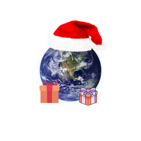 Image via creative commons featuring planet Earth dressed for the Holidays