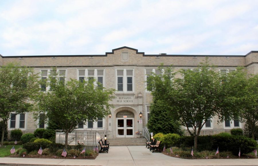 front of Bernards High school in the spring of 2022