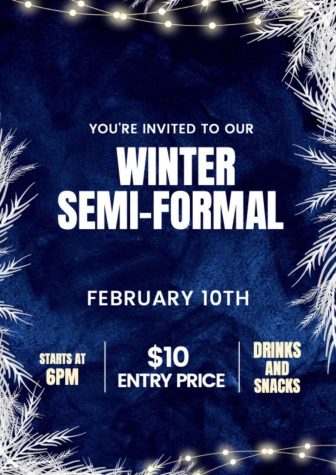 Winter formal flier, which includes entry fee, date, and time 