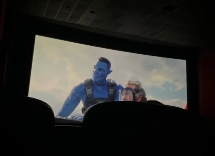 "Avatar: The Way of Water" shown on the big screen