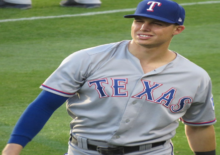 Infielder Drew Robinson with the Texas
Rangers of the MLB in 2017