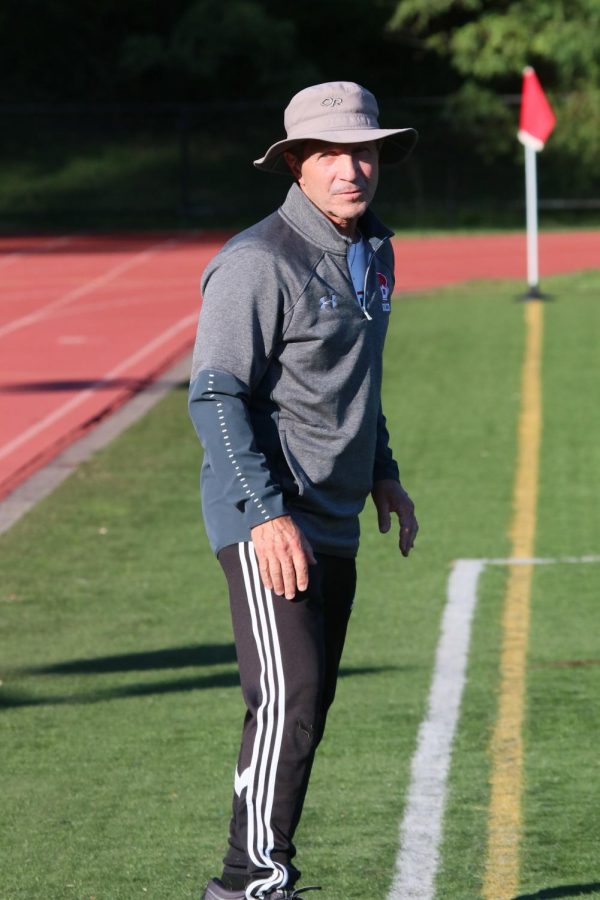 Coach LaSpada during a boys soccer game