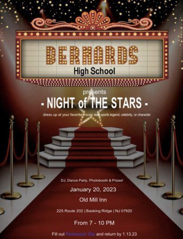 Night of the Stars flier, which includes the time, location, and date of the event.