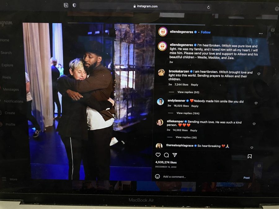 Ellen DeGeneres post on Instagram as a tribute to tWitch