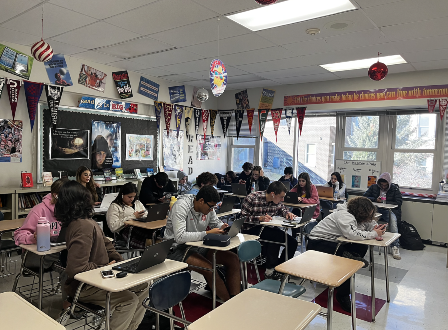 Students in their College Readiness class post hands on assignment 