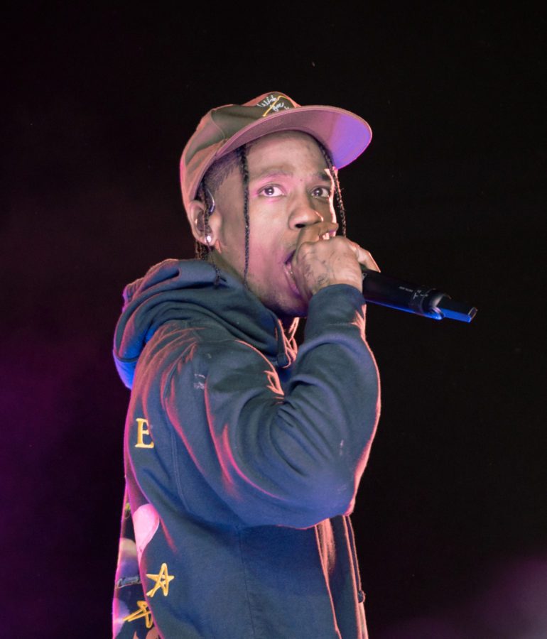 Rapper Travis Scott performing at one of his concerts in 2019