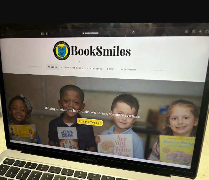 Website lobby for BookSmiles, the nonprofit organization that the book club is supporting