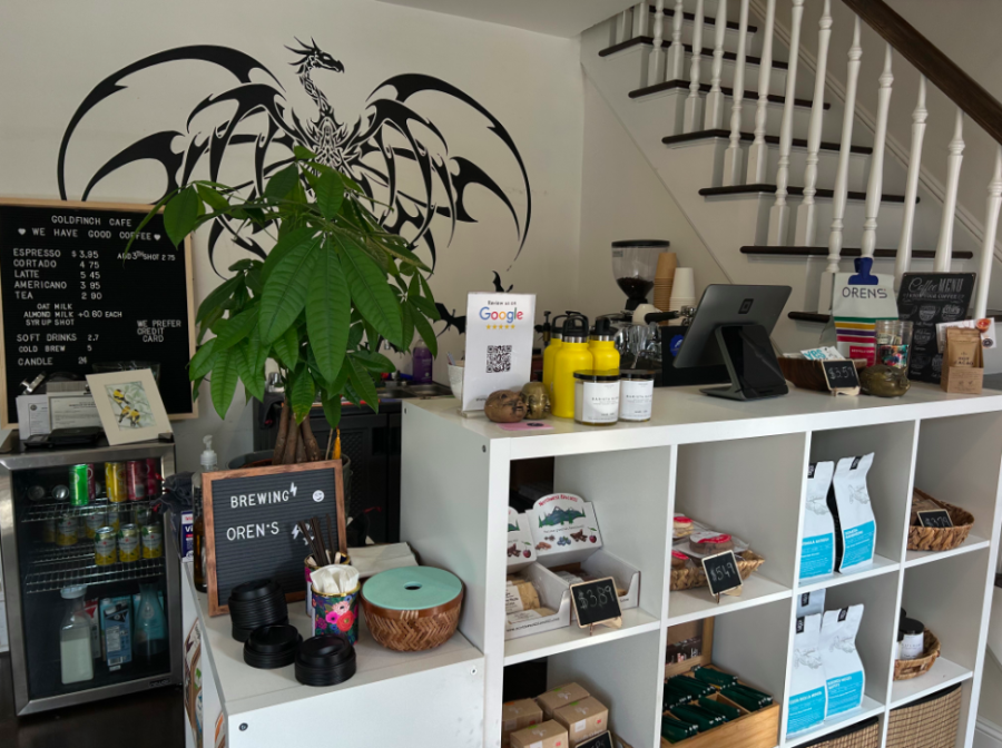 Lobby of new local coffee shop, located on Claremont Road.