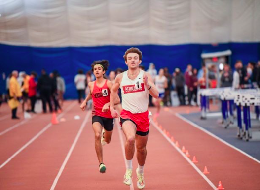 Senior Patrick Griffin running, and winning, his 800m race during regular season