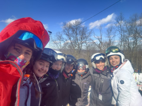 Pictured at the GS Race on Friday from left to right: Olivia Rosenthal, Summer Schnabolk, Anna Reilly, Hannah Vinegra, Valentina Christen, Sofia Parente, and Lola Parente