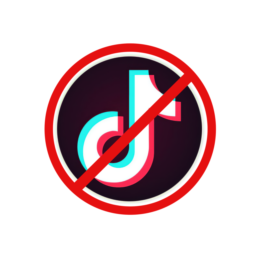 The logo of popular social media platform, Tik Tok, crossed out