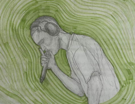 Drawing of singer Frank Ocean performed at Coachella this year.
