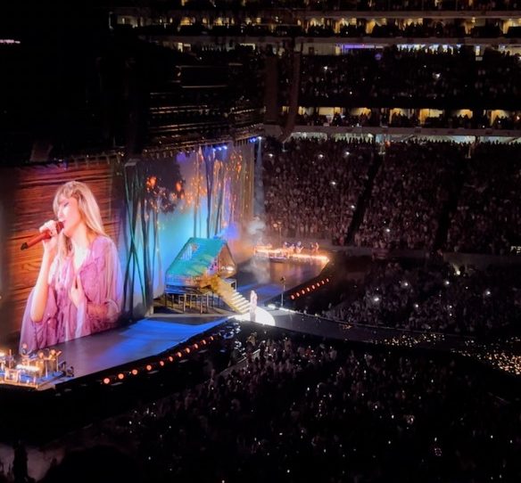Taylor Swift performing in her nationwide "Era's Tour"