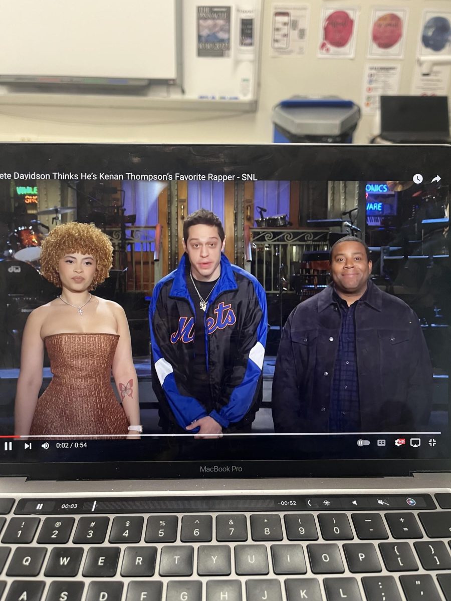 Ice Spice, Pete Davidson, and Kenan Thompson hosting the first episode of SNL 