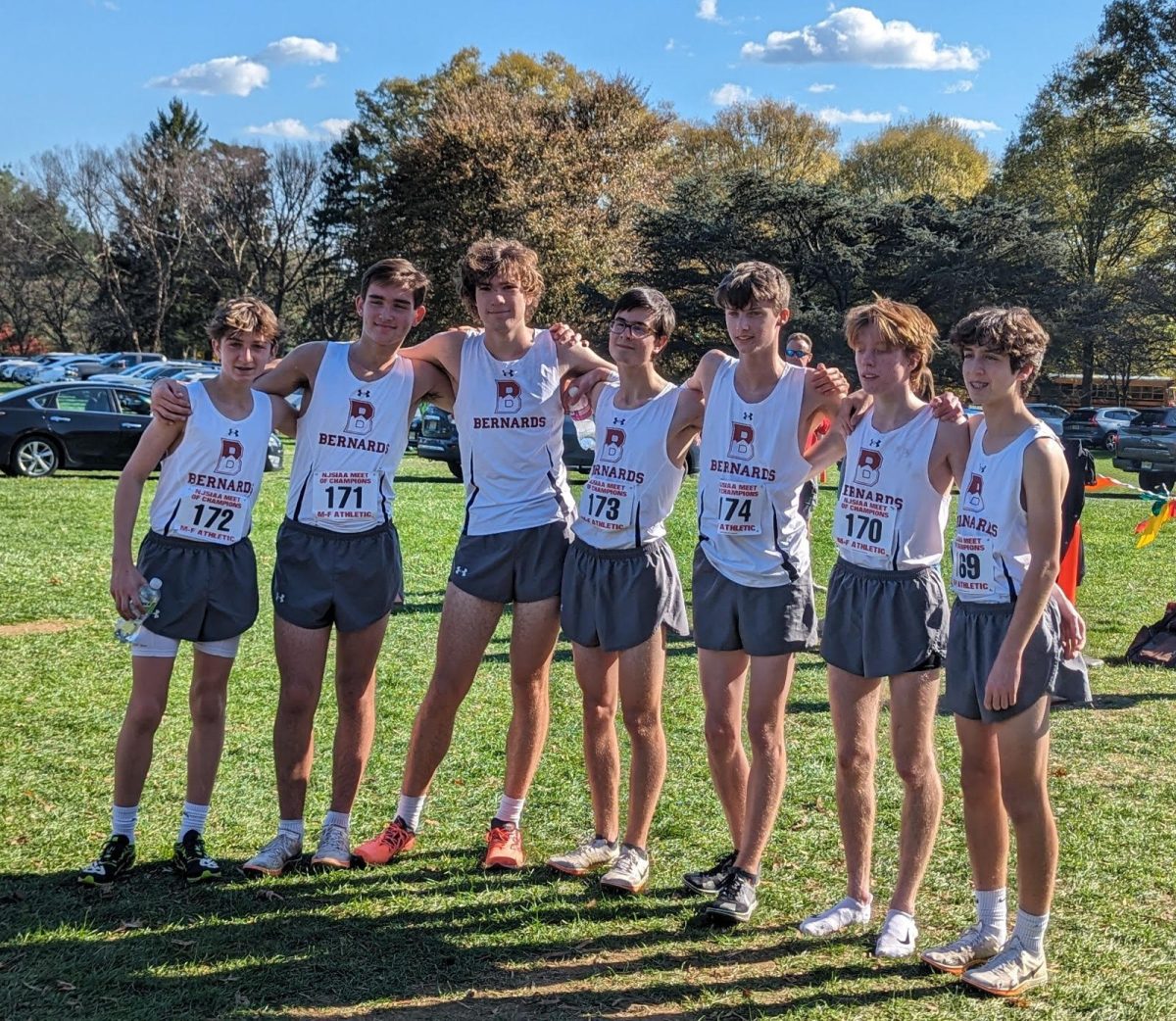 The boys cross country team after a sixth-place Meet of Champions finish.