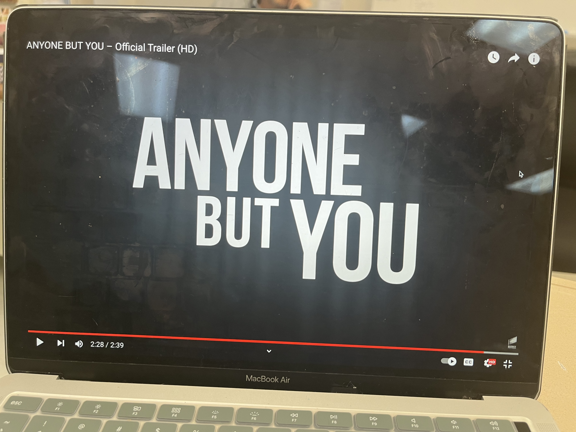 Title card for Anyone But You as shown in the trailer