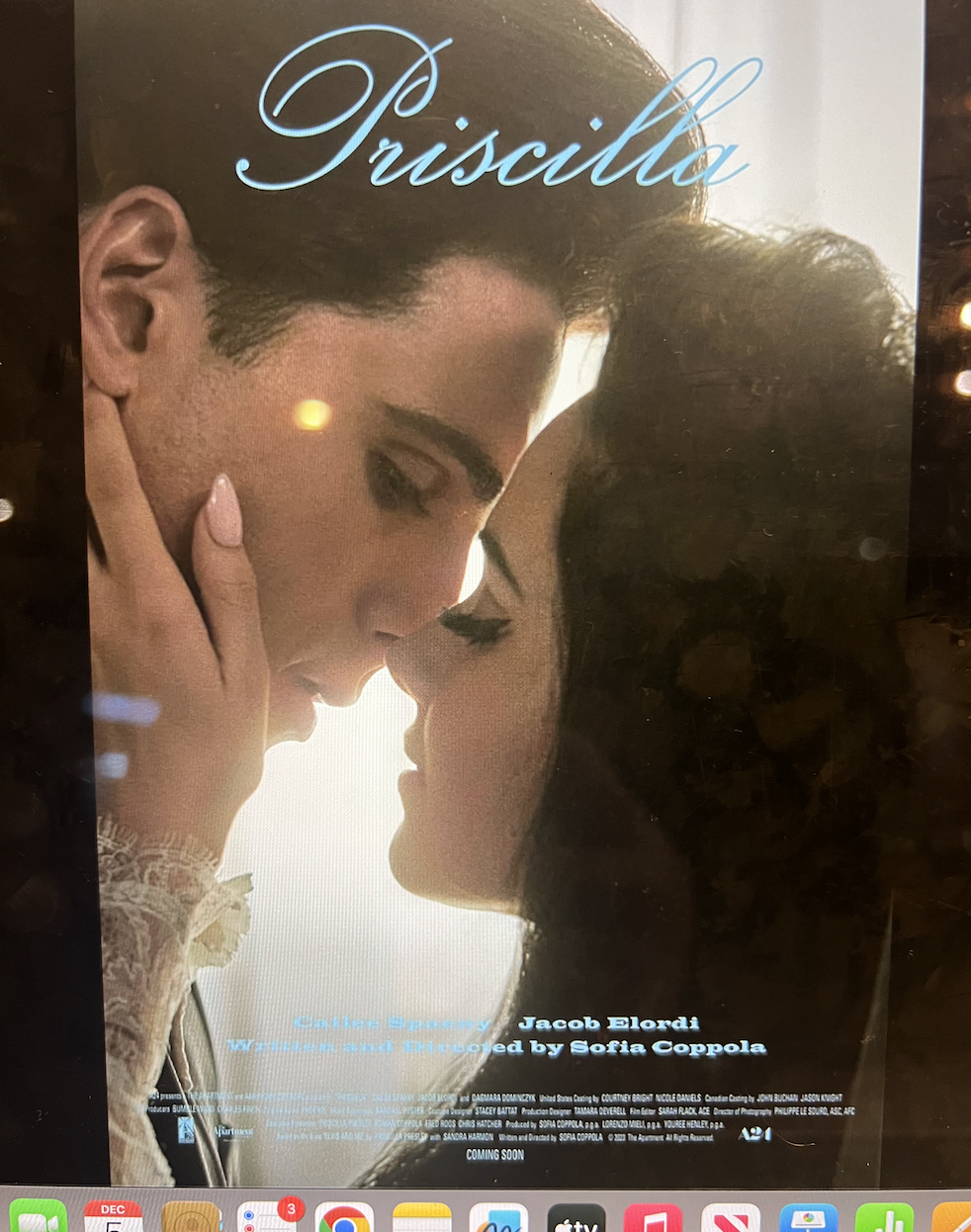 The poster for Priscilla starring Jacob Elordi and Cailee Spaeny