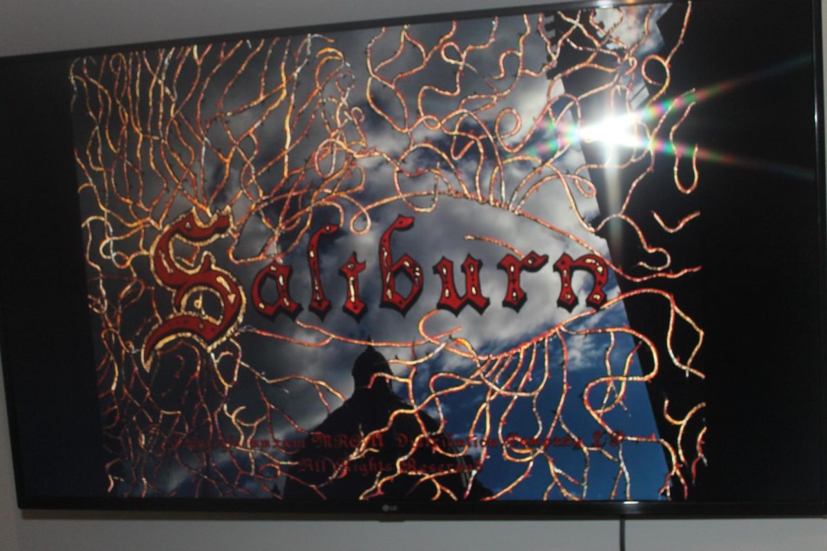 Saltburn title card, as featured in the first act of the film