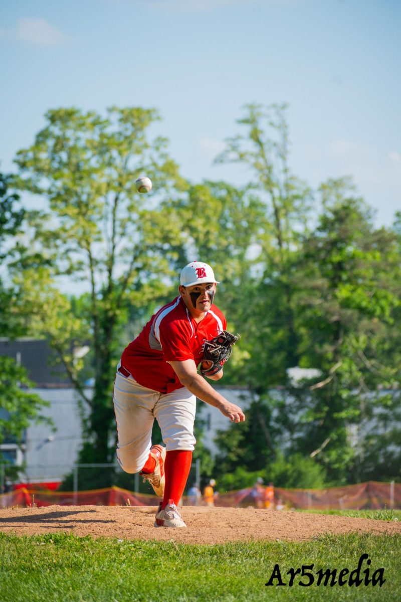 Senior Charlie Gonella pitching during a game against Rutherford 