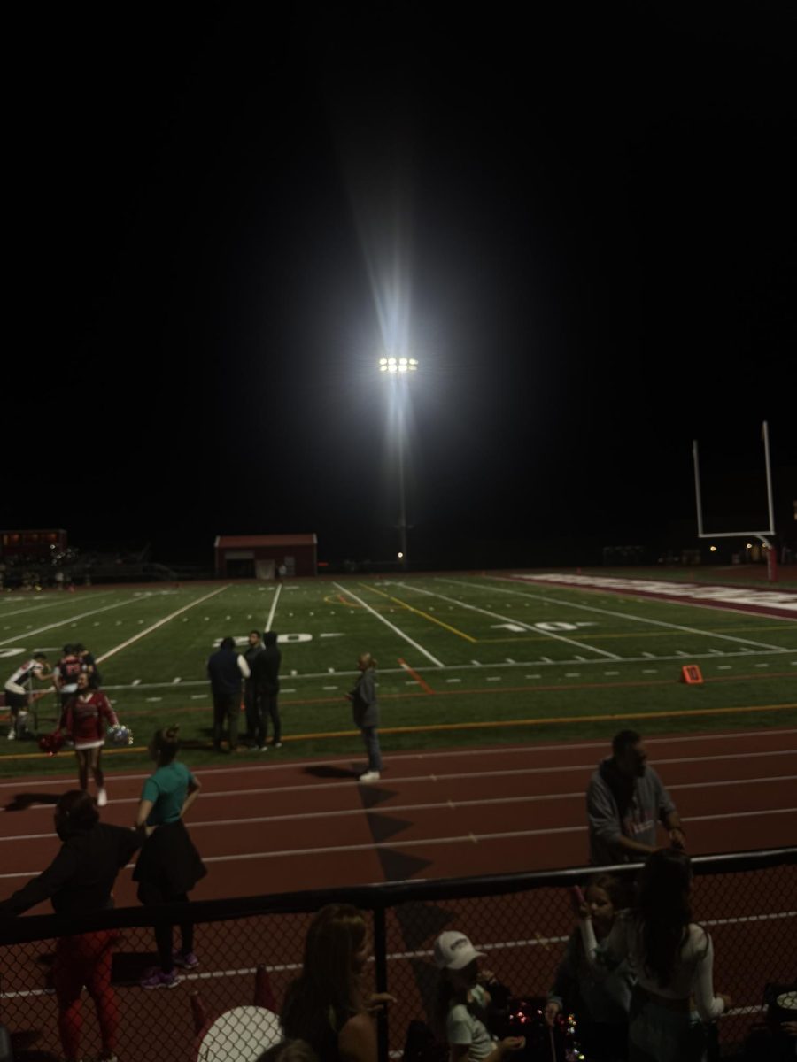The New lights on the turf for a Bernards Mountaineer Football home game.