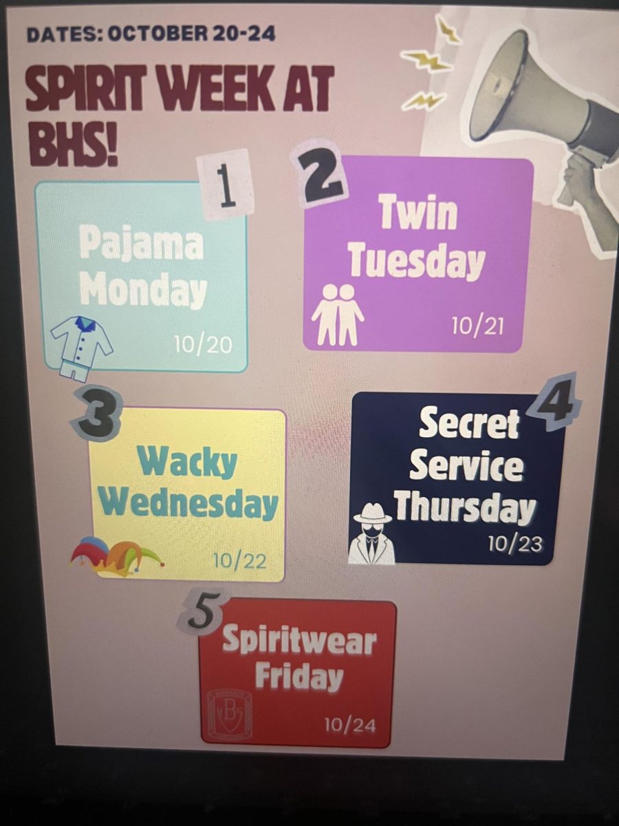 Image of the poster advertising the spirit week on the grade google classroom