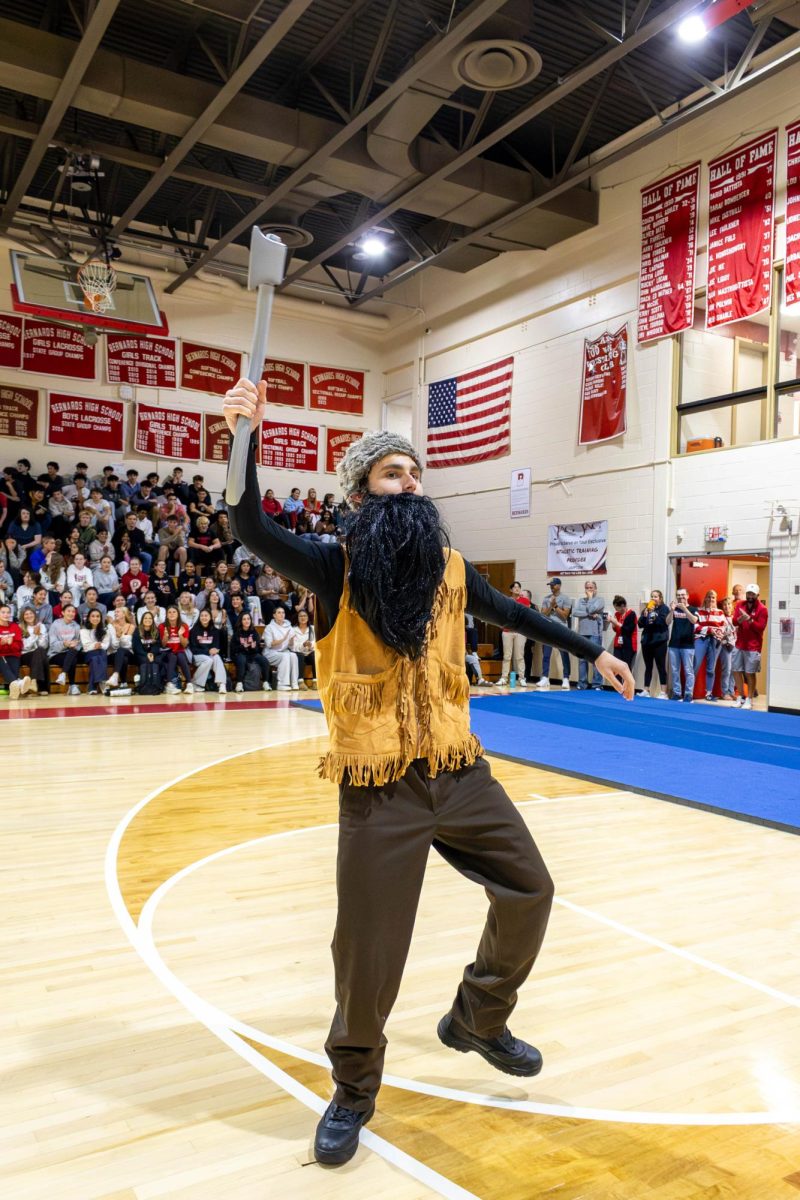 Nate DeNicola brings the spirit at the 2025 Bernards High School pep rally