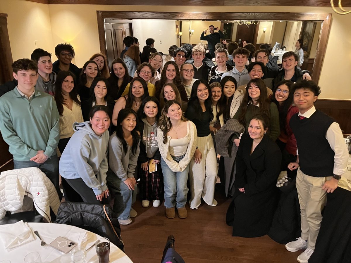 The entire Bernards High School delegation poses for a photo in the midst of their trip to Boston