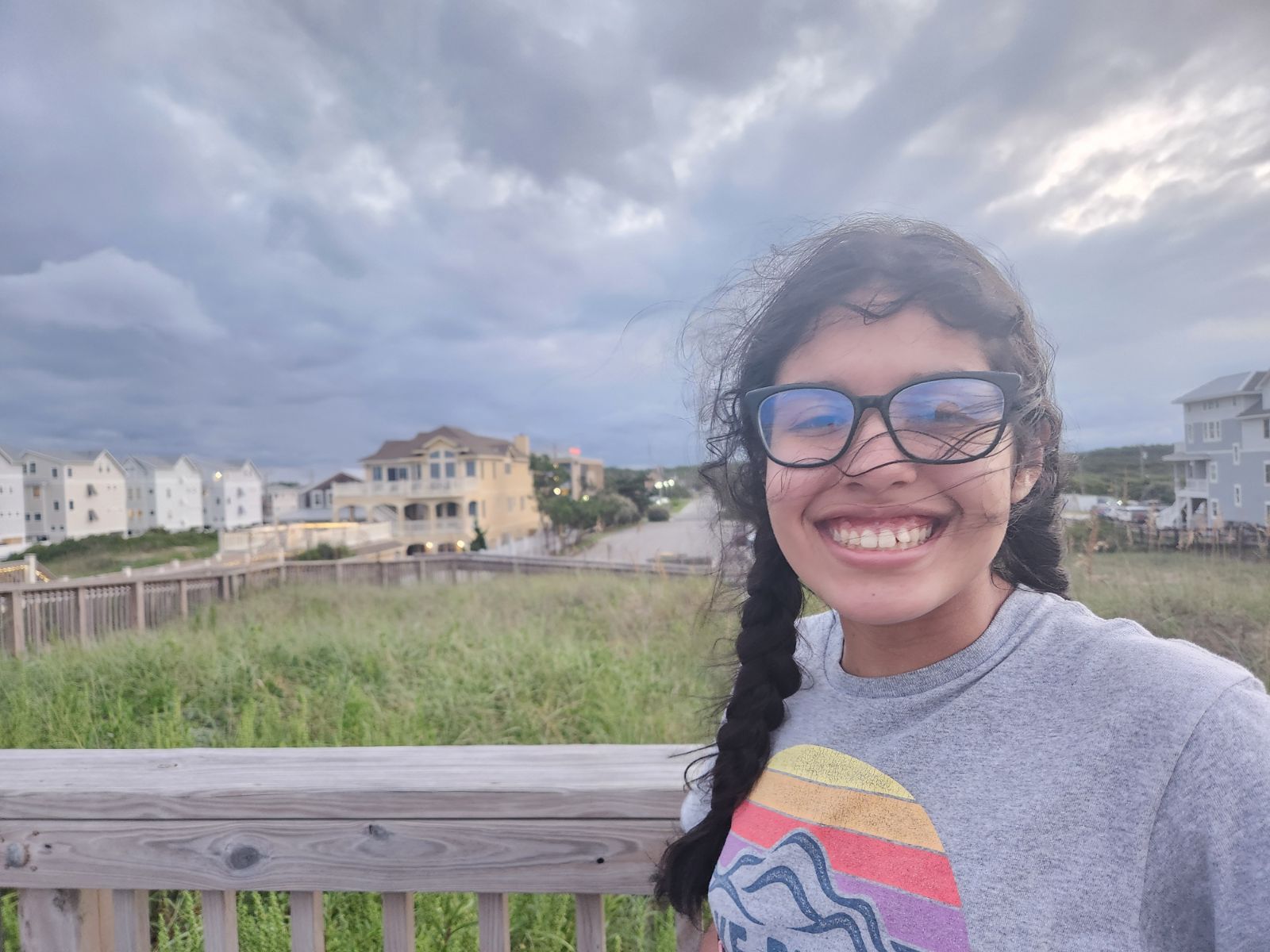 Abigail poses for a selfie while on vacation with her family.  