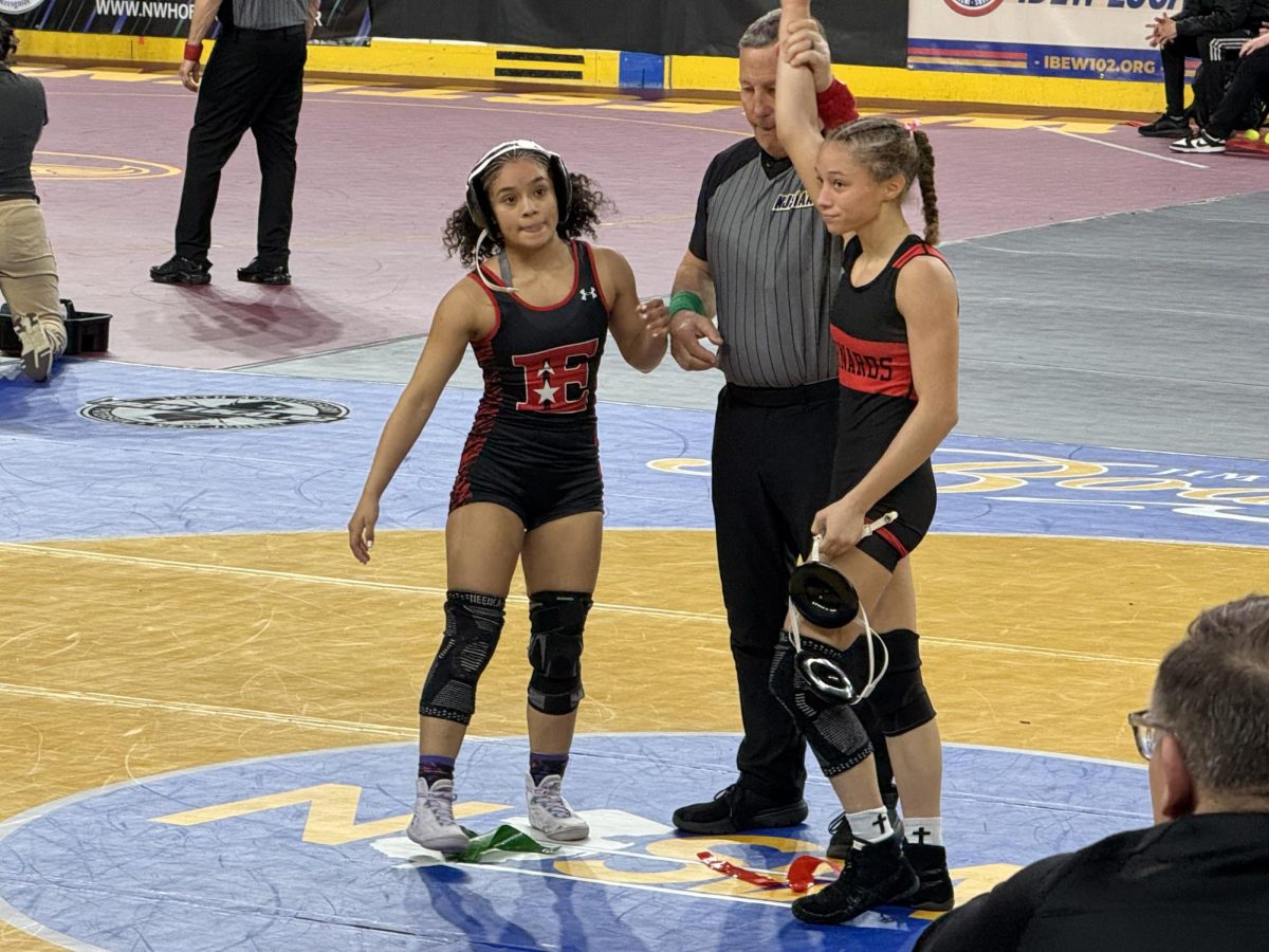 Gabi Ruedy '27 poses after taking victory in the state tournament