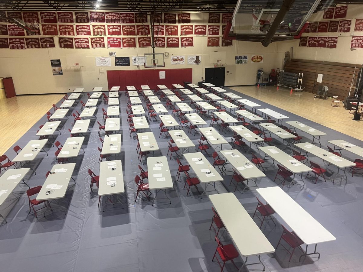 Testing center set up for juniors for NJGPA testing in the lower gym