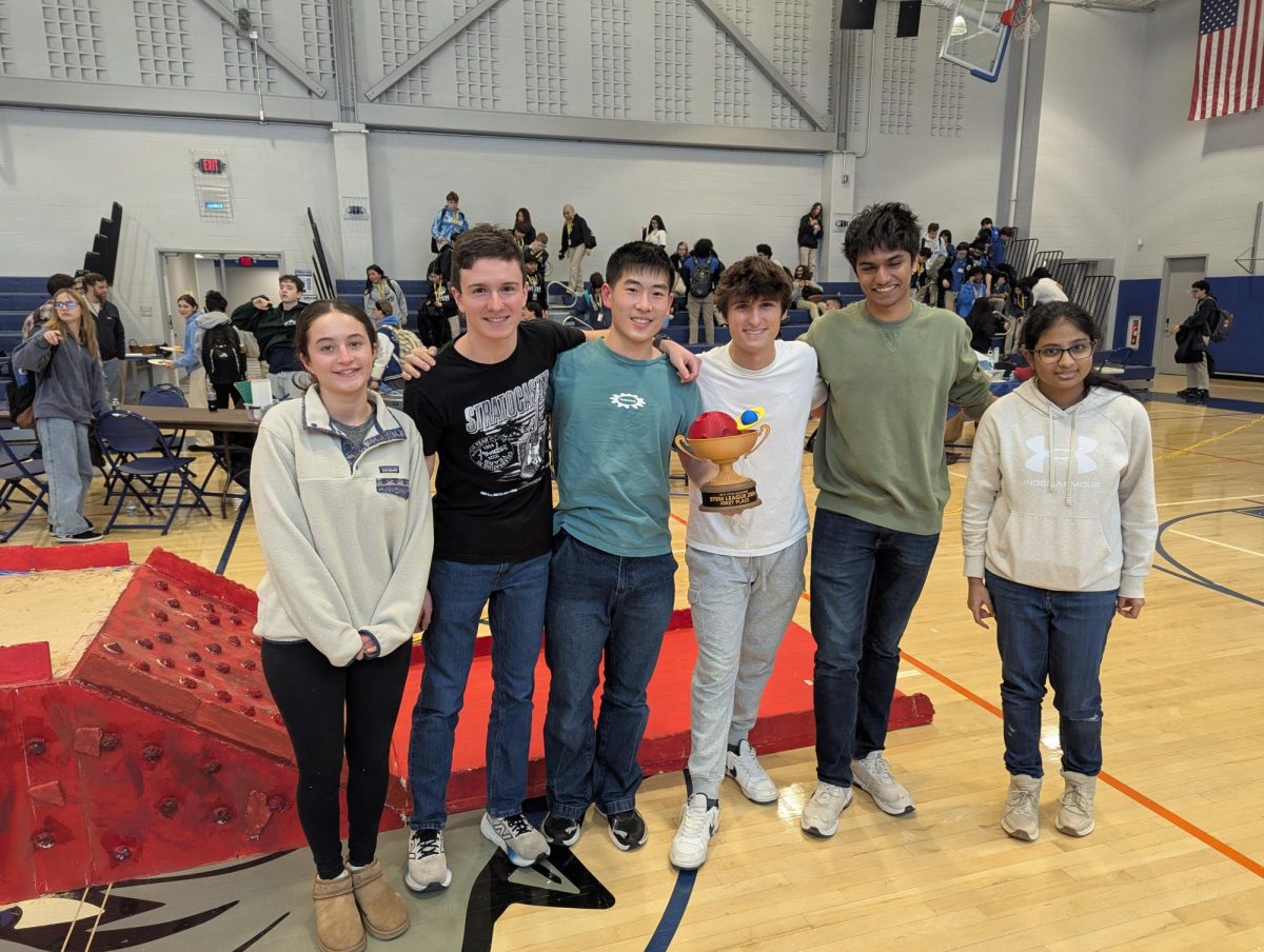 The BHS STEM team posing for a picture following their competition victory